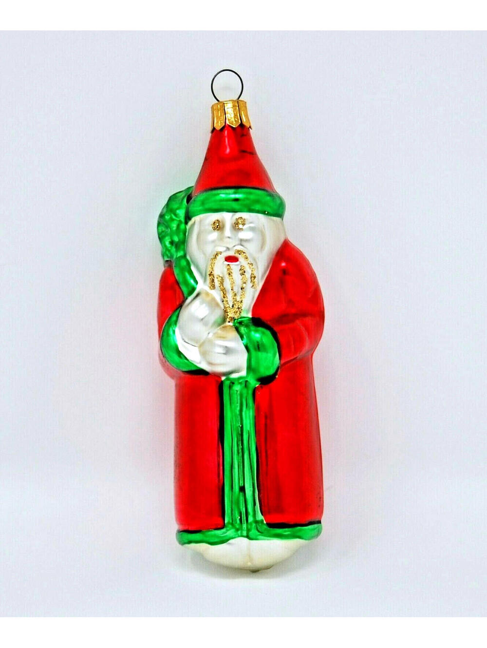 Pier 1 Mercury Glass Old World Santa Shaped Christmas Ornament Vintage